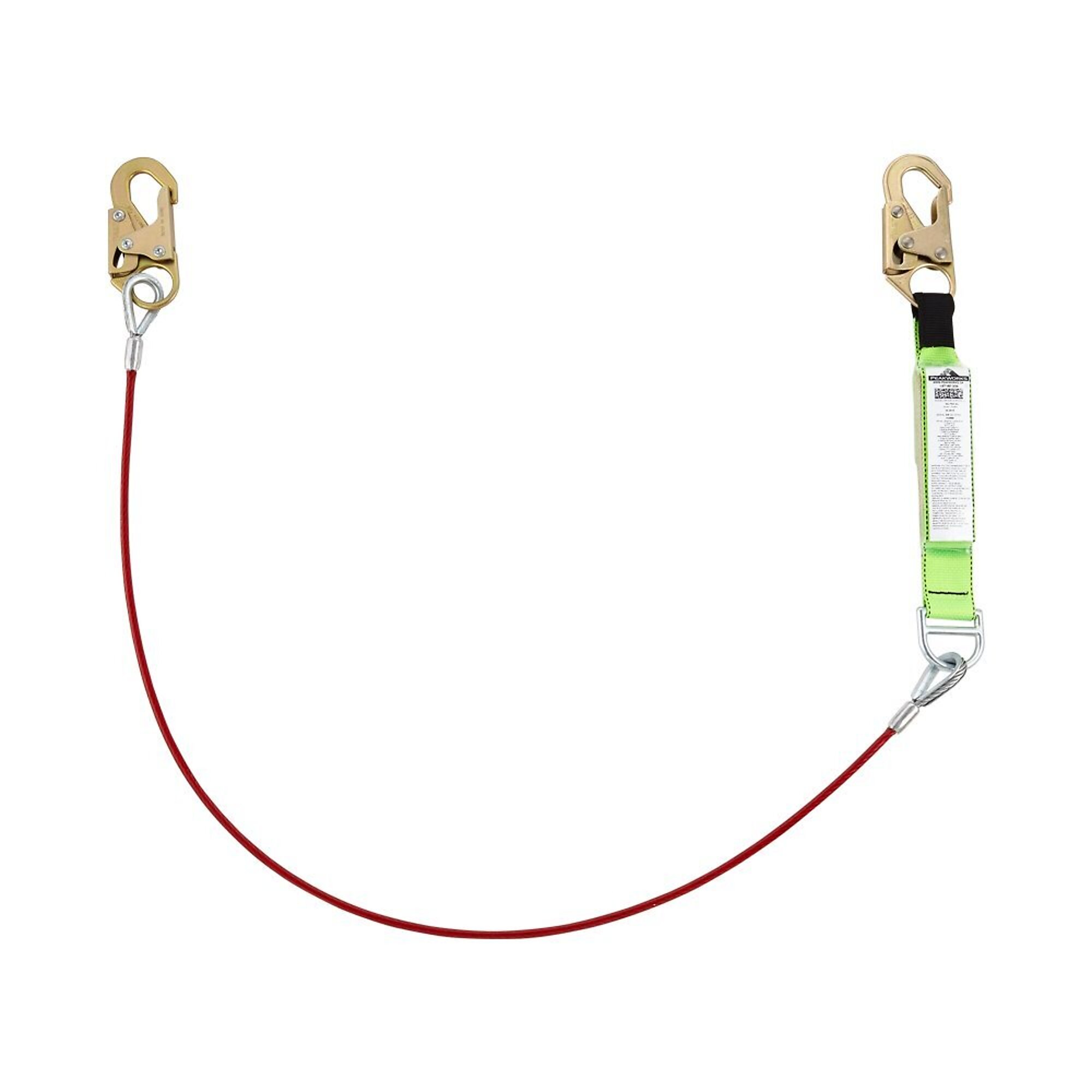 PeakWorks Shock Absorbing Lanyard — Single Leg, 6ft., PVC Coated Cable, 130–310 lbs. Capacity, Model# V8108306
